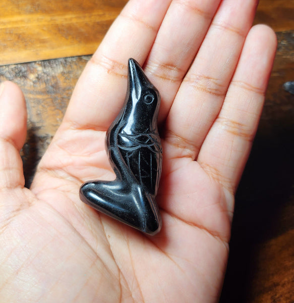 NEW!! Black Obsidian Crow Carving