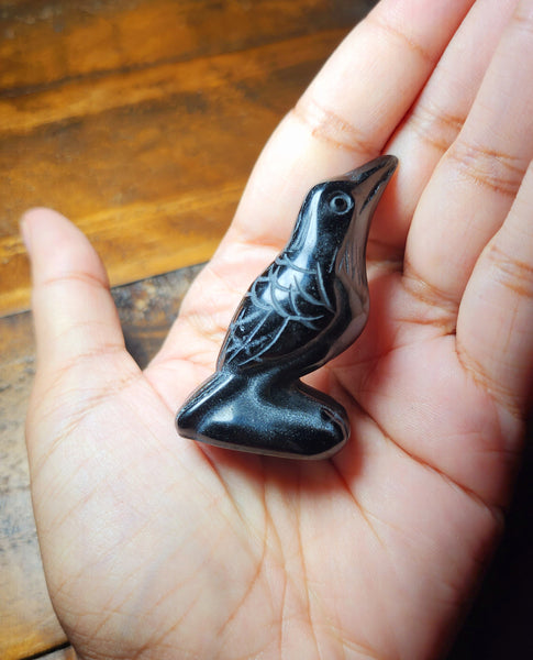 NEW!! Black Obsidian Crow Carving